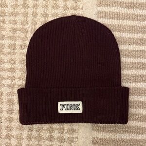 Burgundy Knit Beanie with Logo